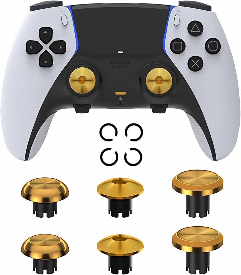 Ceozon Replacement Metal Thumbsticks for Ps5 Edge Controller 6 in 1 Swap Analog Joystick Thumb Grips Accessories Gold - Image 4